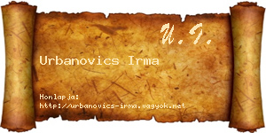 Urbanovics Irma névjegykártya